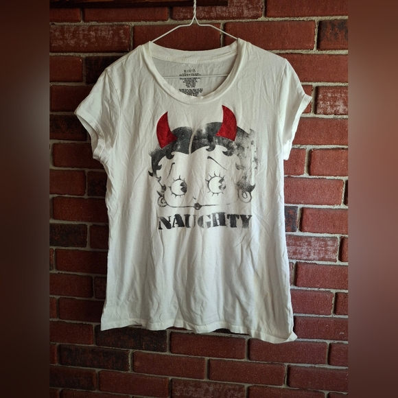 Betty Boop White Tee with Red and Black Graphic - Picture 1 of 3